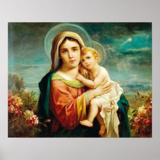 Madonna met kind door Hans Zatzka - poster (Voorkant)