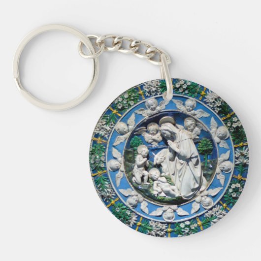 MADONNA MET KIND EN ANGELS Ave Maria Prayer Sleutelhanger (Voorkant)