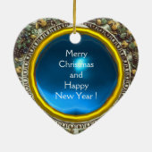 MADONNA MET KIND EN ANGELS Blue Sapphire Heart Keramisch Ornament (Achterkant)