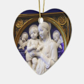 MADONNA MET KIND EN ANGELS Blue Sapphire Heart Keramisch Ornament (Links)