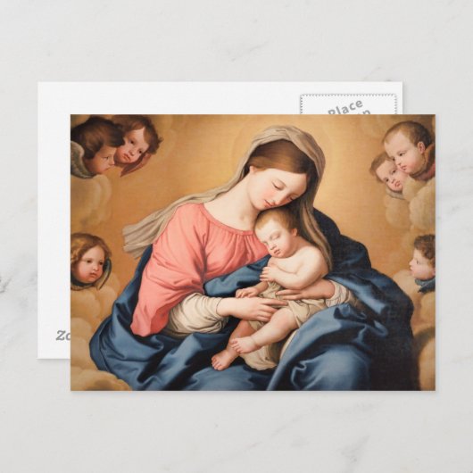 Madonna met kind en Angels Briefkaart (Voorkant / Achterkant)