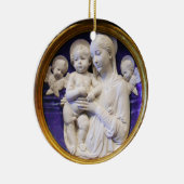 MADONNA MET KIND EN ANGELS Ronde Blauwe saffier Keramisch Ornament (Rechts)