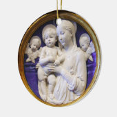 MADONNA MET KIND EN ANGELS Ronde Blauwe saffier Keramisch Ornament (Links)
