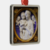 MADONNA MET KIND EN ANGELS Ronde Blauwe saffier Metalen Ornament (Rechts)