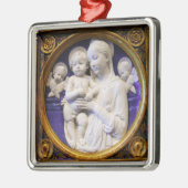 MADONNA MET KIND EN ANGELS Ronde Blauwe saffier Metalen Ornament (Links)