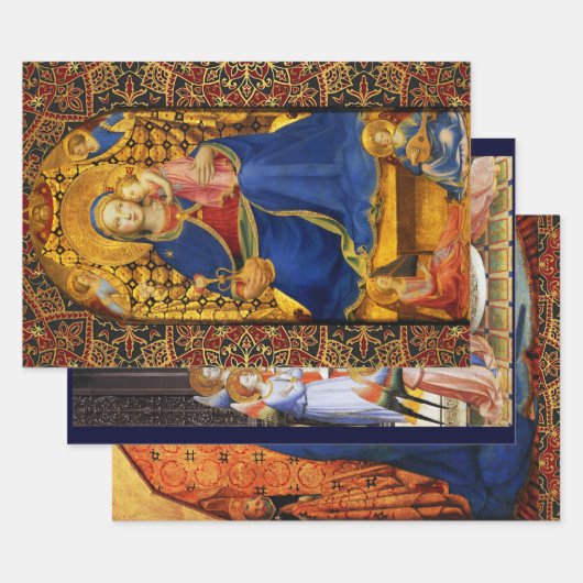 MADONNA MET KIND EN ANGELS , SAINTS Fra Angelico Inpakpapier Vel (Set)