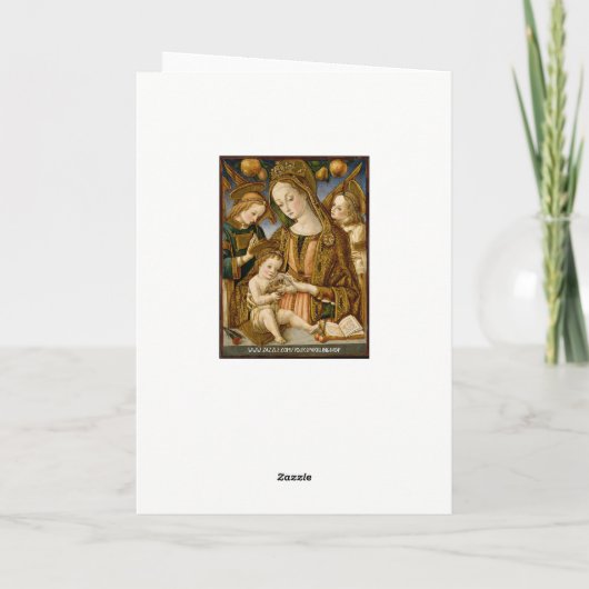 Madonna met Kind en het Gouden Koper van Engelen Feestdagen Kaart (Achterkant)