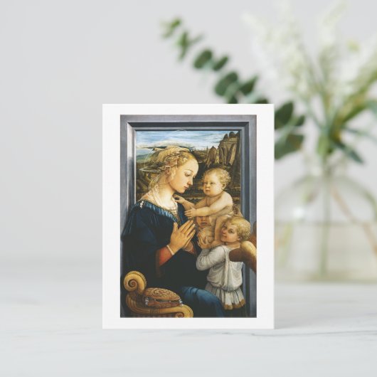 Madonna met kind en twee Angels, Filippo Lippi Briefkaart (Staand voorkant)