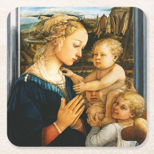 Madonna met kind en twee Angels, Filippo Lippi Kartonnen Onderzetters