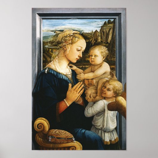 Madonna met kind en twee Angels, Filippo Lippi Poster (Voorkant)