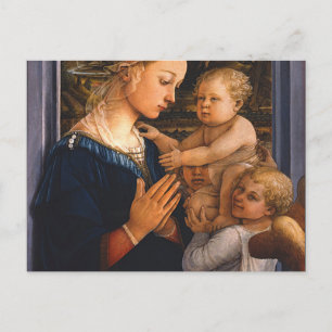 Madonna met kind en twee engelen van Filippo lippi Briefkaart