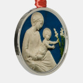 MADONNA MET KIND EN WITTE LILEN METALEN ORNAMENT (Rechts)