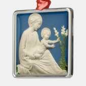 MADONNA MET KIND EN WITTE LILEN METALEN ORNAMENT (Links)