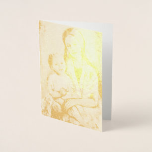 Madonna met kind gouden folie wenskaart kaarten