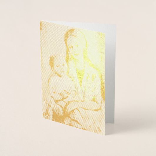 Madonna met kind gouden folie wenskaart kaarten (Voorkant)