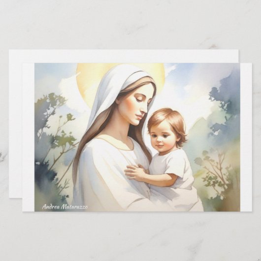 Madonna met kind Jezus Briefpapier (Voorkant / Achterkant)