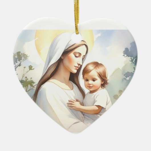 Madonna met kind Jezus Keramisch Ornament (Voorkant)