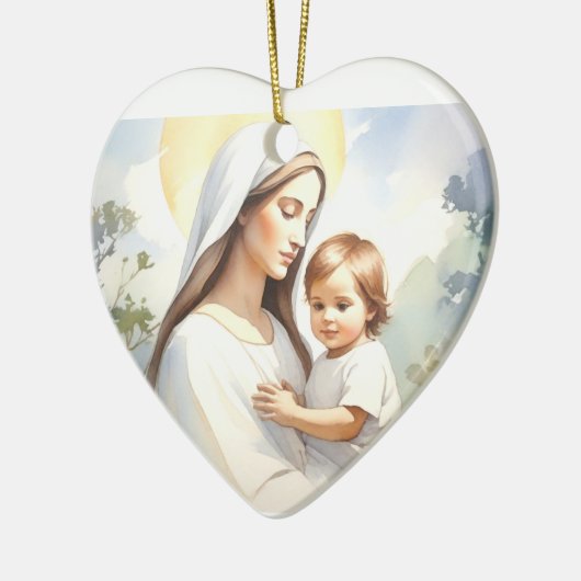 Madonna met kind Jezus Keramisch Ornament (Links)