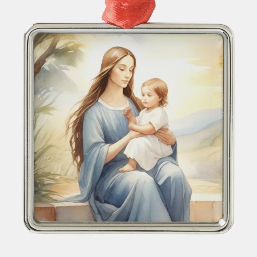 Madonna met kind Jezus Metalen Ornament (Voorkant)