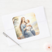 Madonna met kind Jezus Vierkante Sticker (Envelop)