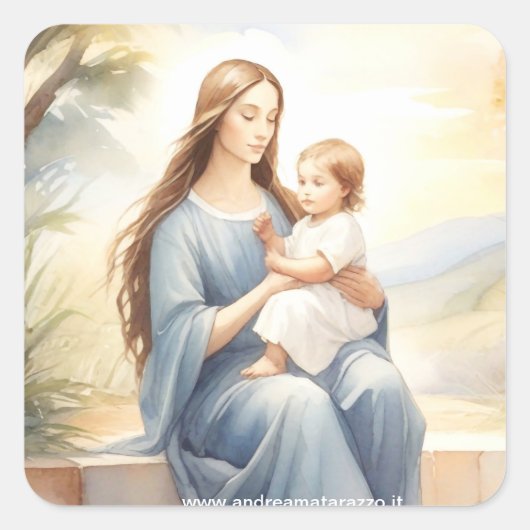 Madonna met kind Jezus Vierkante Sticker (Voorkant)