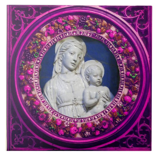 MADONNA MET KIND, PINK RENAISSANCE FLORAL CROWN TEGELTJE (Voorkant)