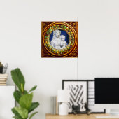 MADONNA MET KIND RENAISSANCE BLOEMENKRANS POSTER (Thuiskantoor)
