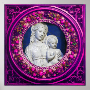MADONNA MET KIND RENAISSANCE BLOEMENKRANS POSTER