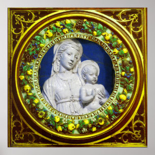 MADONNA MET KIND RENAISSANCE BLOEMENKRANS POSTER