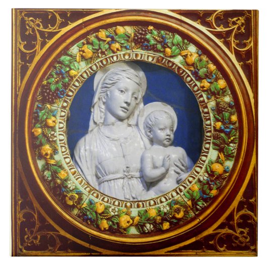MADONNA MET KIND, RENAISSANCE FLORAL CROWN TEGELTJE (Voorkant)