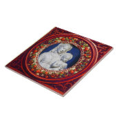 MADONNA MET KIND, RODE RENAISSANCE FLORAL CROWN TEGELTJE (Zijkant)