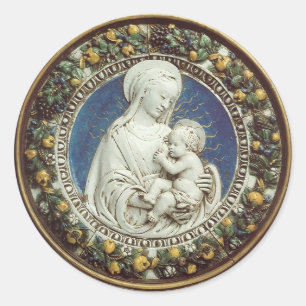 MADONNA MET KIND, rond Ronde Sticker