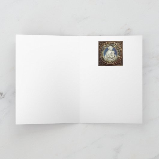 MADONNA MET KIND , Rondblauw saffier Feestdagen Kaart (Binnen)