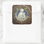 MADONNA MET KIND, Ronde Bloemen Kerstmis Kroon Vierkante Sticker (Tas)