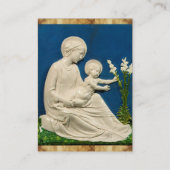 MADONNA MET KIND, WITTE LILT ANTIEK PARCHMENT VISITEKAARTJE (Achterkant)