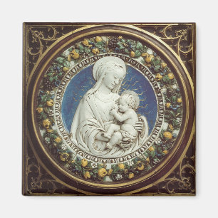 MADONNA MET KINDEREN, rond Magneet