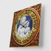 MADONNA MET KINDERFLORAAL RENAISSANCE KROWN VIERKANTE KLOK (Hoek)