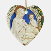 MADONNA MET KINDERRonde Blauw Sapphire Heart Keramisch Ornament (Rechts)