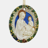 MADONNA MET KINDERRonde Blauwe Sapphire Keramisch Ornament (Rechts)