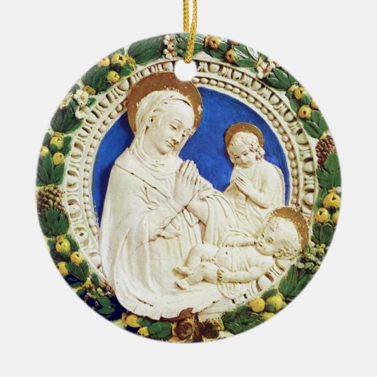 MADONNA MET KINDERRonde Blauwe Sapphire Keramisch Ornament (Voorkant)
