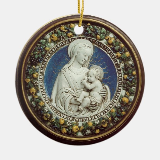 MADONNA MET KINDERRonde Blauwe Sapphire Keramisch Ornament (Voorkant)