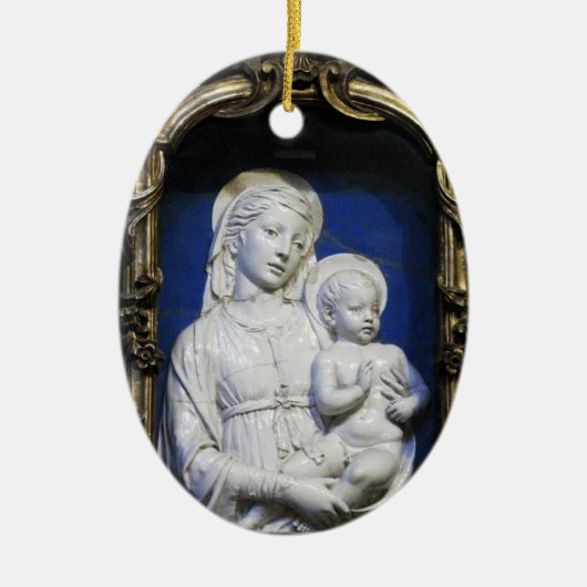 MADONNA MET KINDERRonde Blauwe Sapphire Keramisch Ornament (Voorkant)