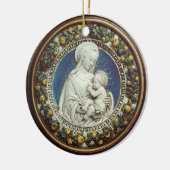 MADONNA MET KINDERRonde Blauwe Sapphire Keramisch Ornament (Links)