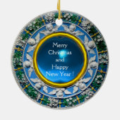 MADONNA MET KINDERRonde Blauwe Sapphire Keramisch Ornament (Achterkant)