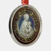 MADONNA MET KINDERRonde Blauwe Sapphire Metalen Ornament (Rechts)
