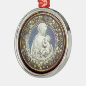 MADONNA MET KINDERRonde Blauwe Sapphire Metalen Ornament (Links)