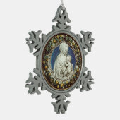 MADONNA MET KINDERRonde Tin Sneeuwvlok Ornament (Links)