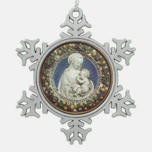 MADONNA MET KINDERRonde Tin Sneeuwvlok Ornament