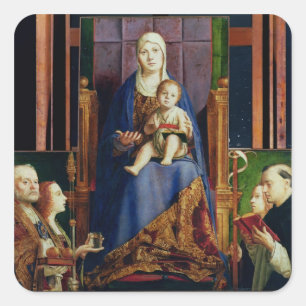 Madonna met Sint-Nicolaas van Bari Vierkante Sticker