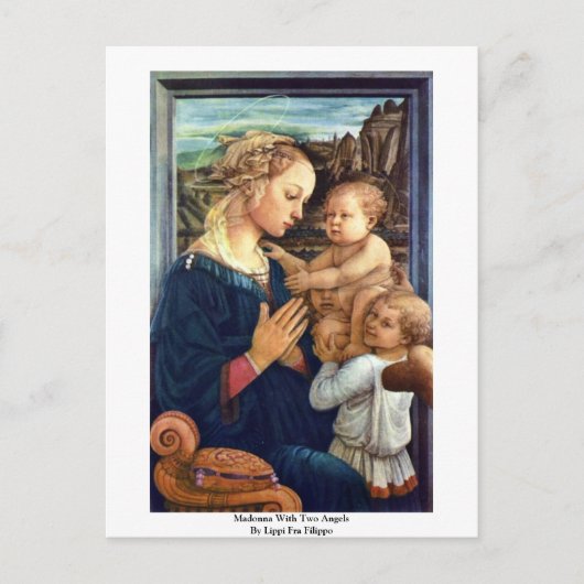 Madonna met twee engelen van lippi fra Filippo Briefkaart (Voorkant)